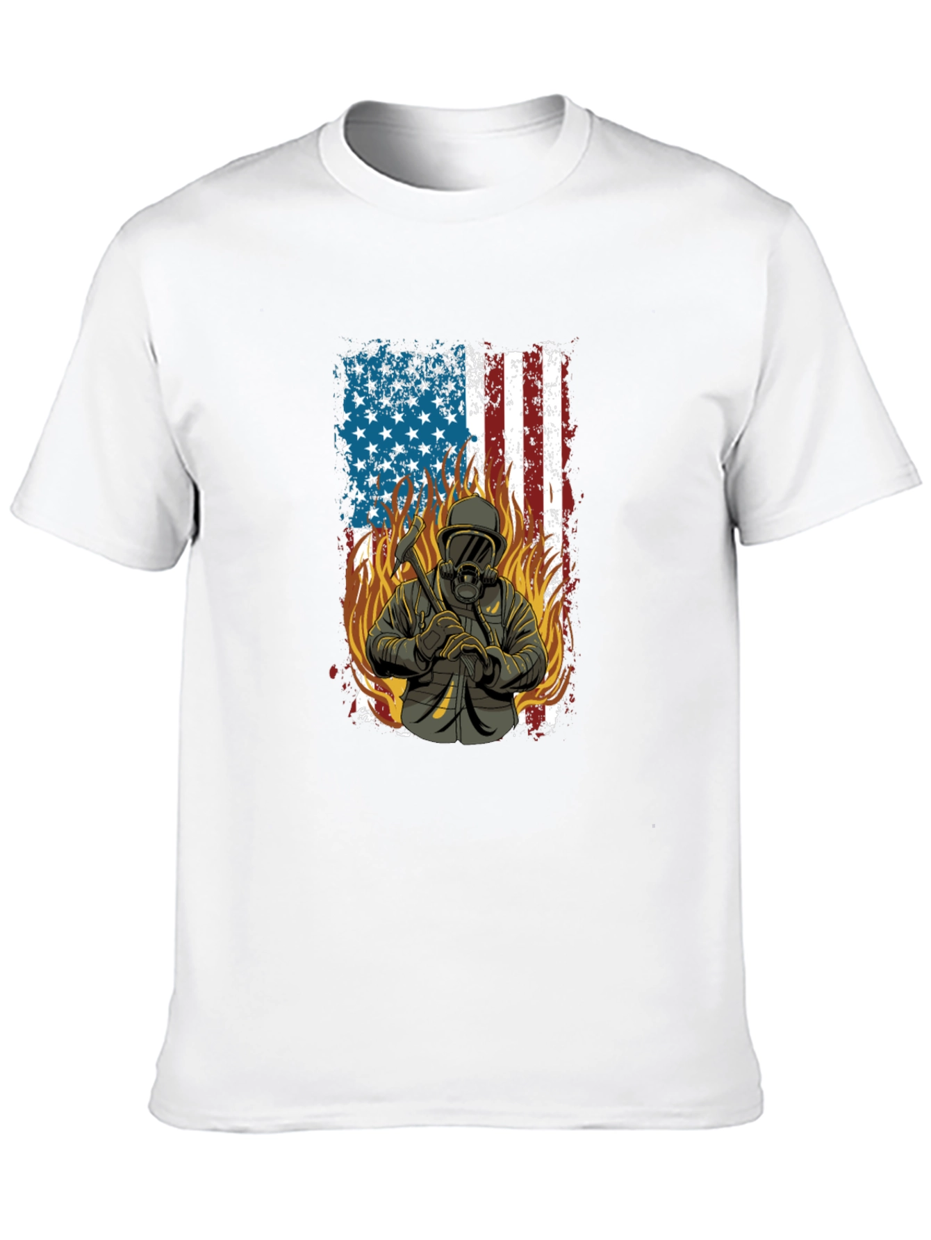 Firefighter USA Flag Graphic T-Shirt