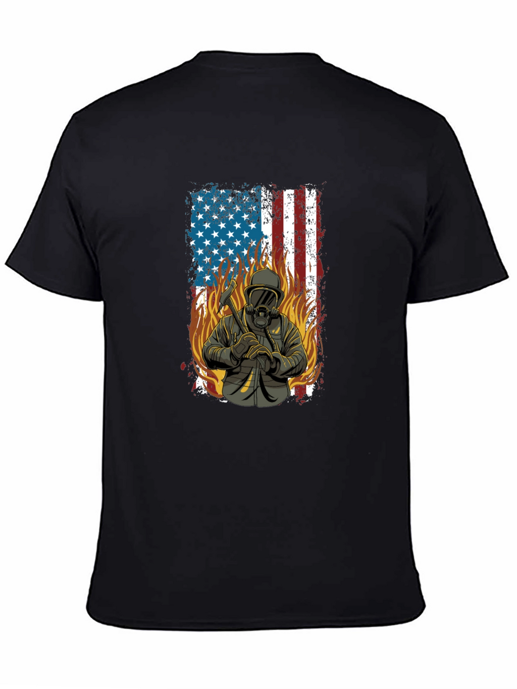 Firefighter USA Flag Graphic T-Shirt