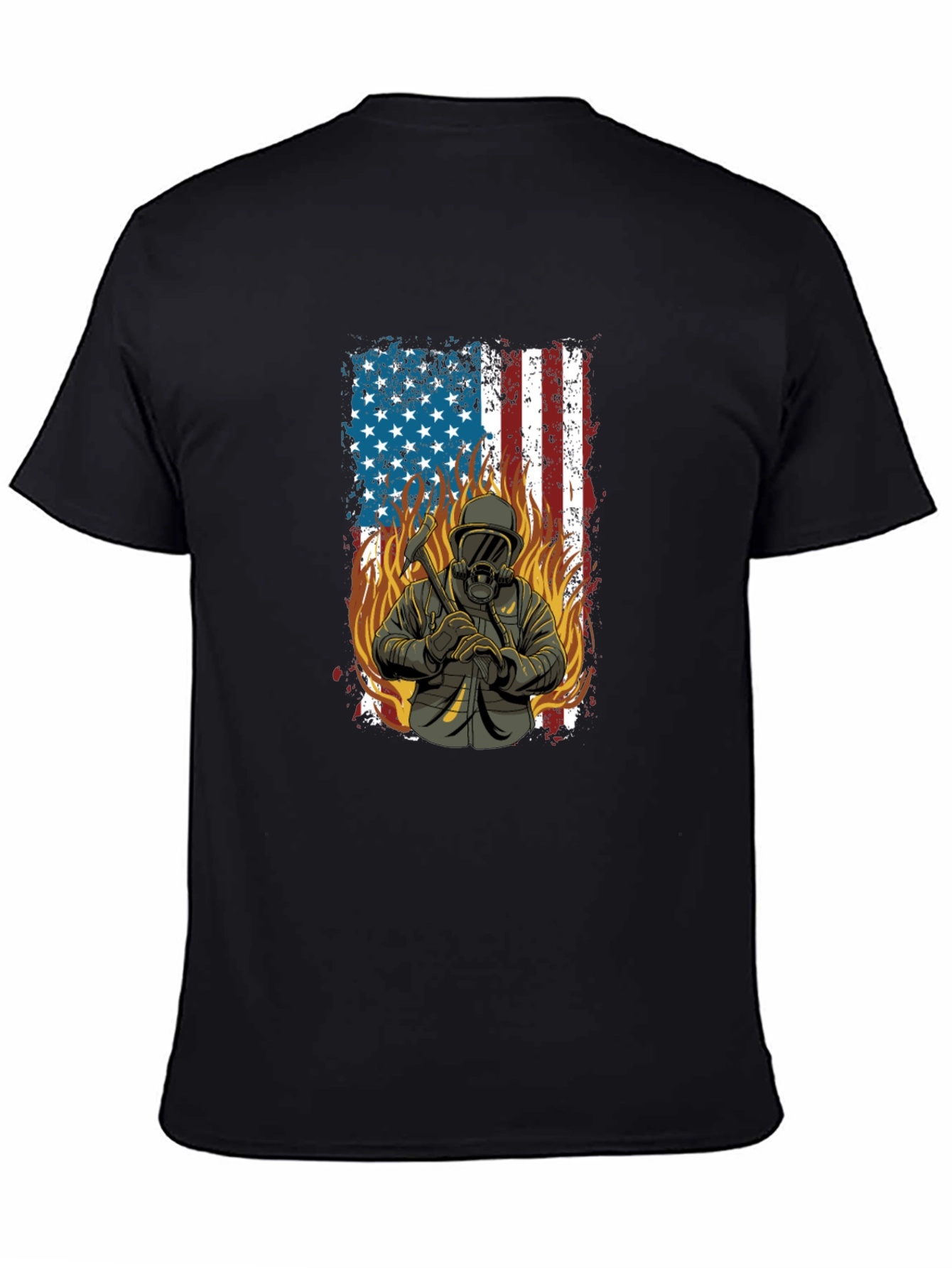 Firefighter USA Flag Graphic T-Shirt