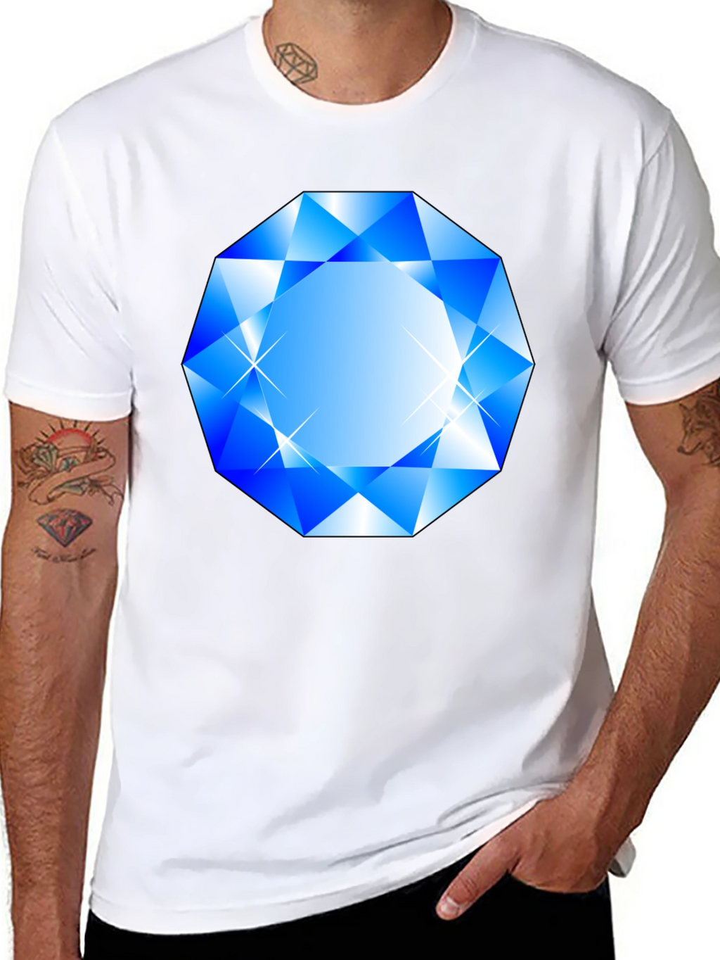 Blue Diamond Graphic Black T-Shirt