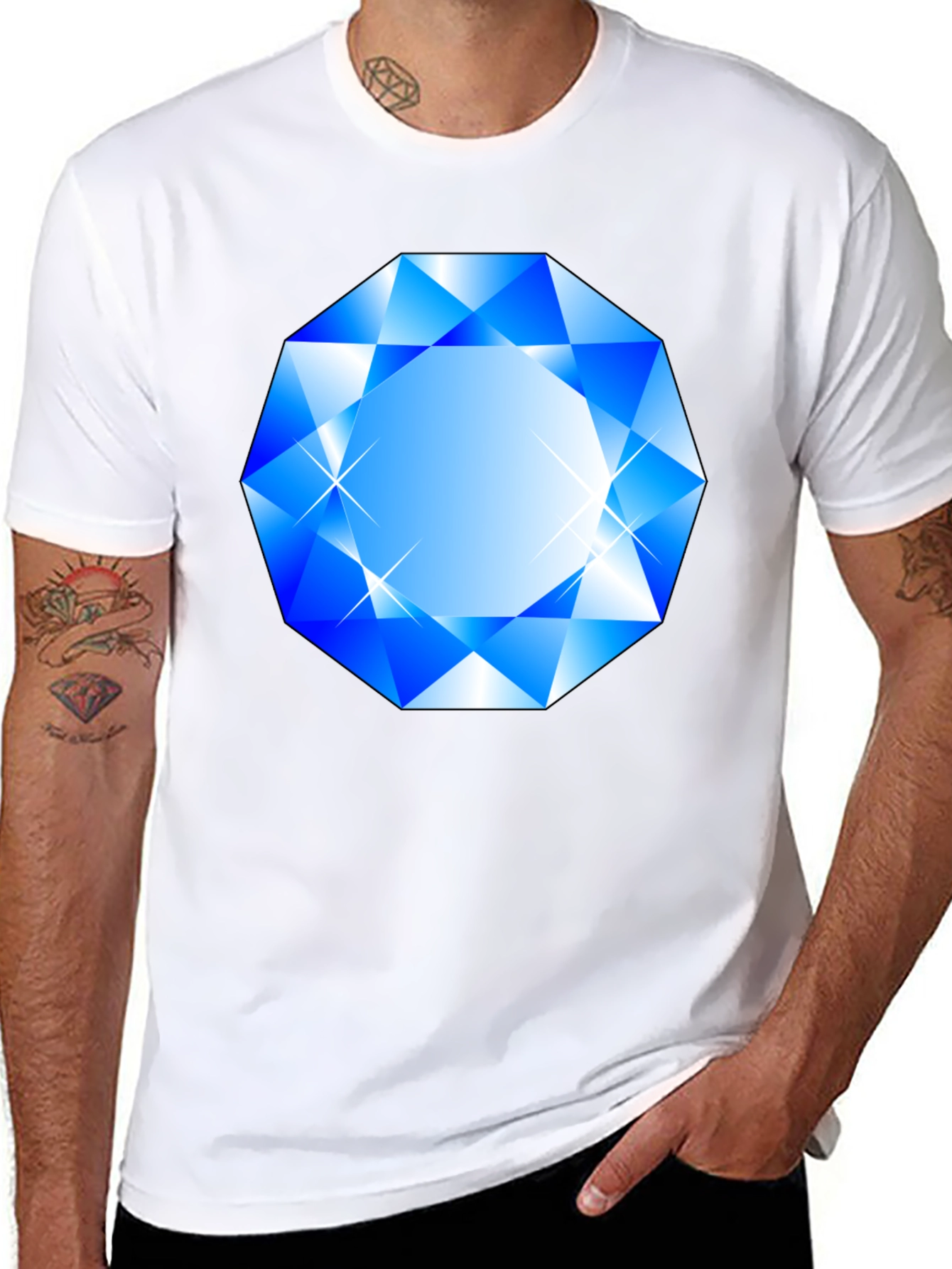 Blue Diamond Graphic Black T-Shirt