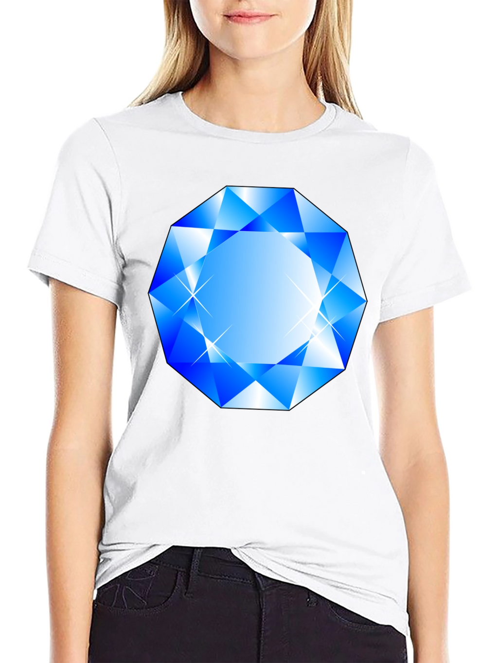 Blue Diamond Graphic Black T-Shirt