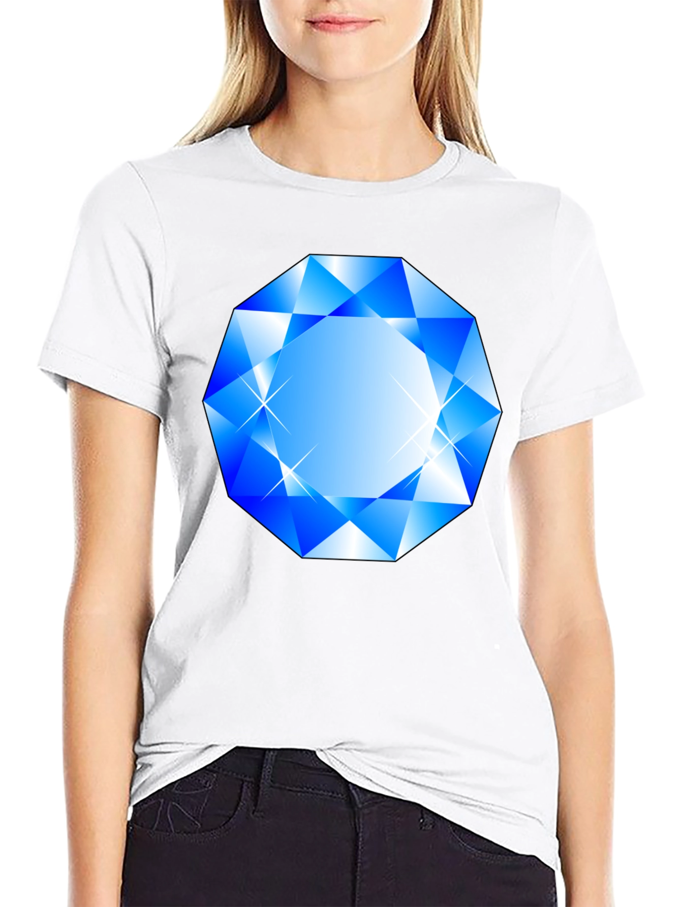 Blue Diamond Graphic Black T-Shirt