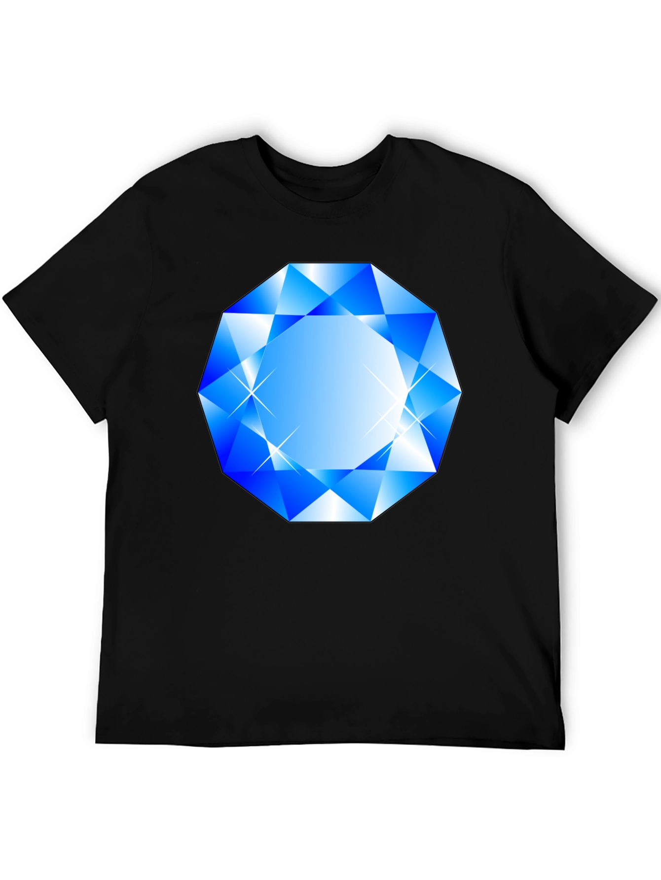 Blue Diamond Graphic Black T-Shirt