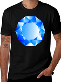 Blue Diamond Graphic Black T-Shirt