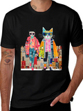 Cats in the City Black Graphic Tee