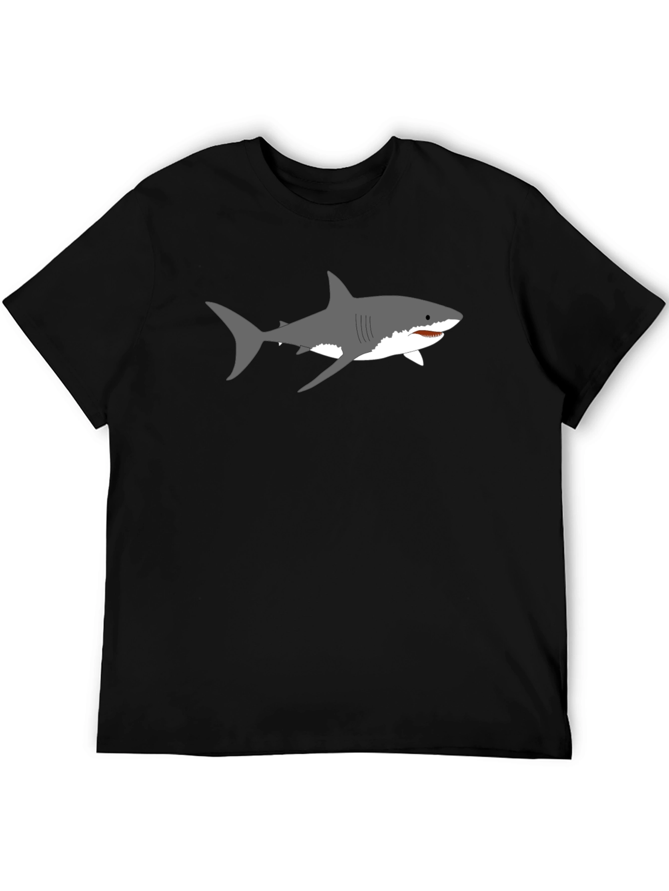 Shark Graphic T-Shirt - Mens Black Crew Neck Tee