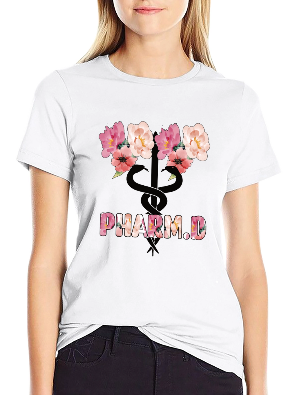 Floral Pharm.D T-Shirt - Stylish Pharmacy Graduate Tee