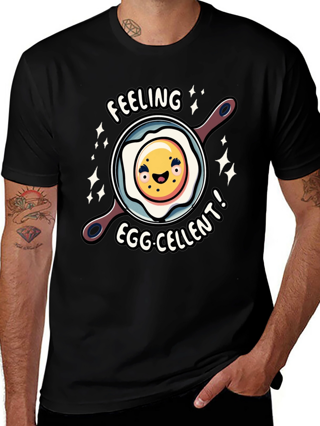 Feeling Egg-cellent Graphic Tee - Funny Food Shirt
