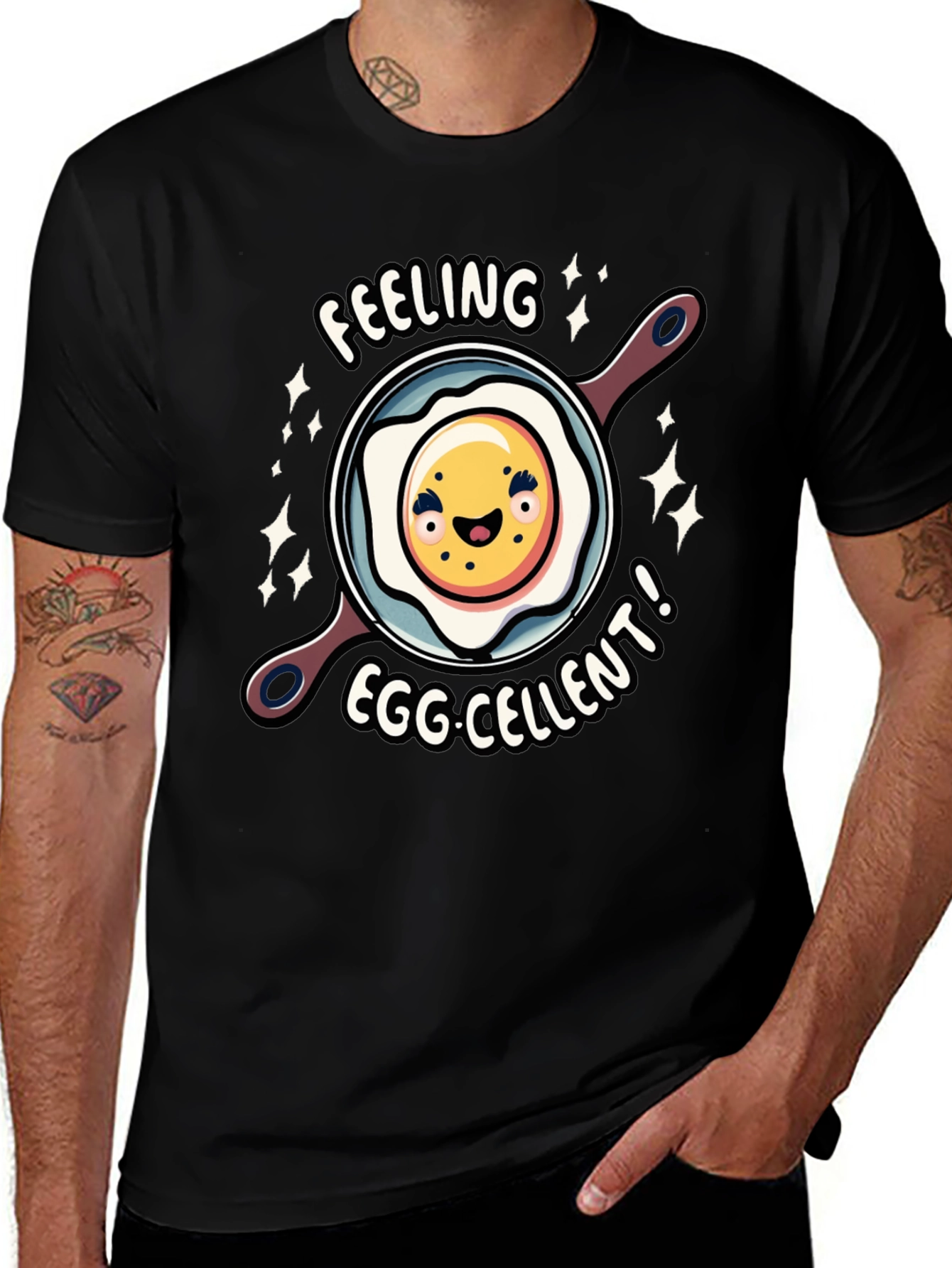 Feeling Egg-cellent Graphic Tee - Funny Food Shirt