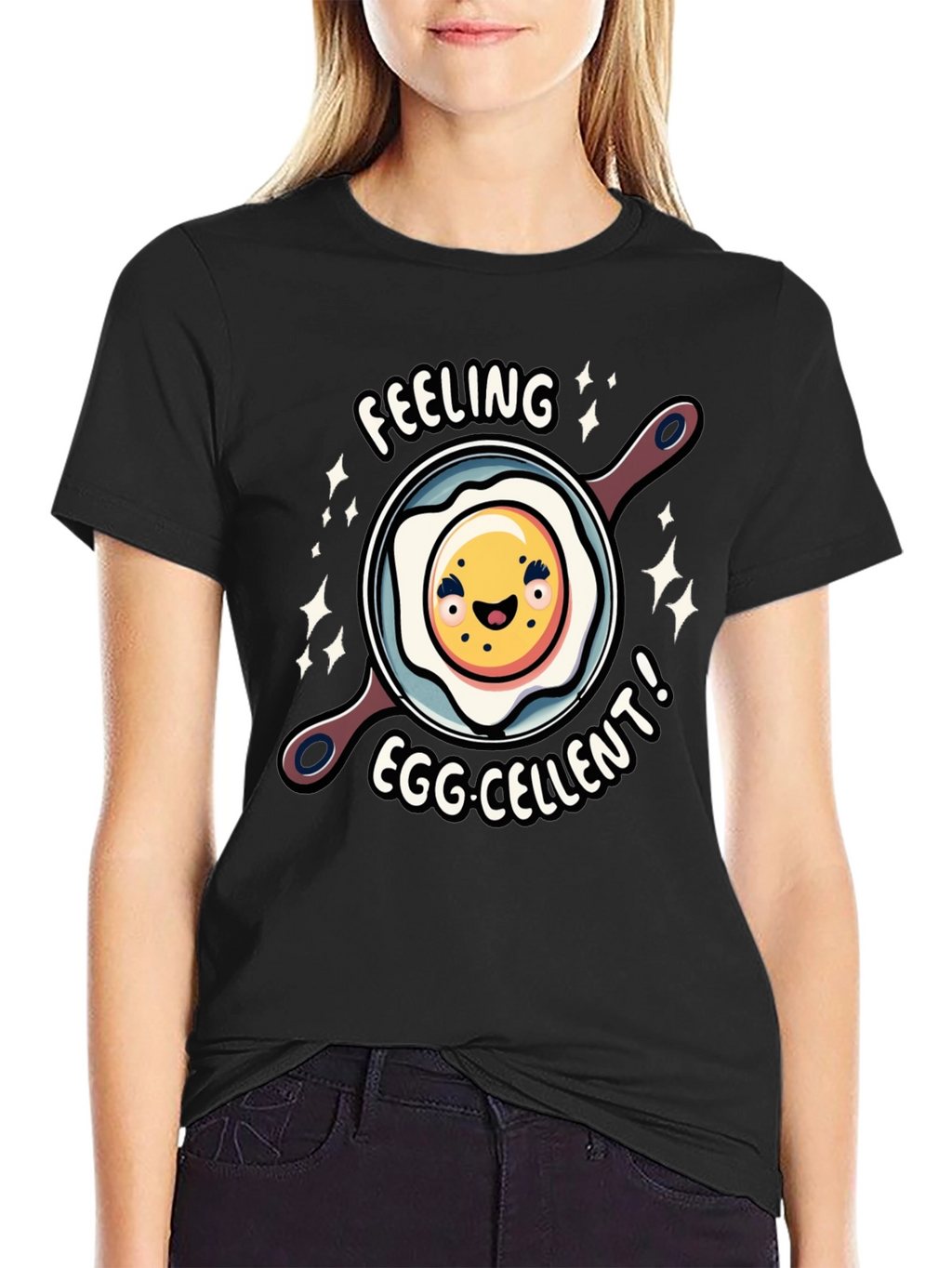 Feeling Egg-cellent Graphic Tee - Funny Food Shirt