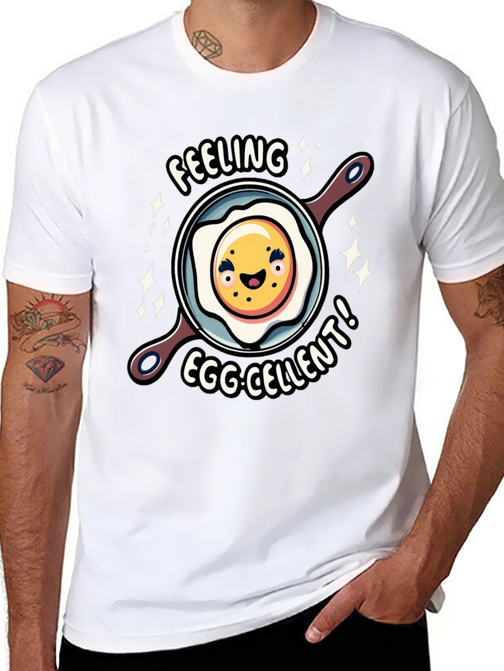 Feeling Egg-cellent Graphic Tee - Funny Food Shirt