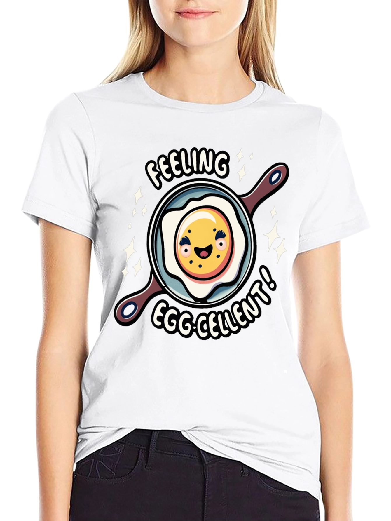 Feeling Egg-cellent Graphic Tee - Funny Food Shirt