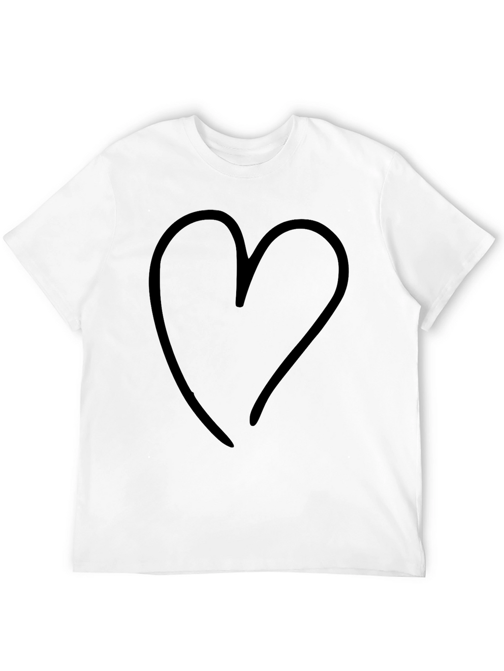 Minimalist Heart Graphic T-Shirt - Solid Black