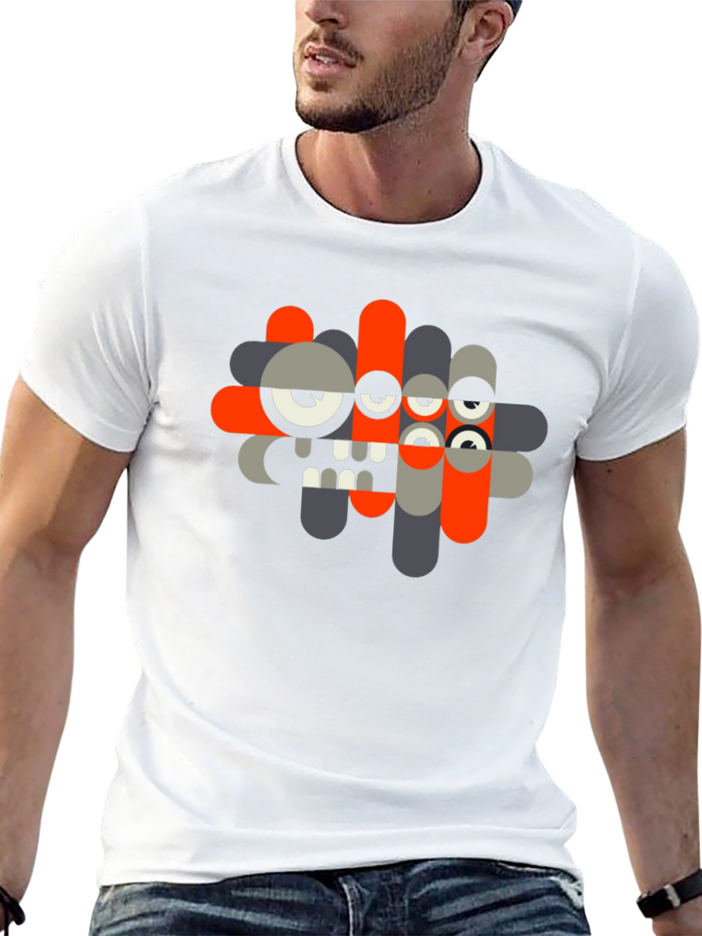 Abstract Monster Graphic Black T-Shirt