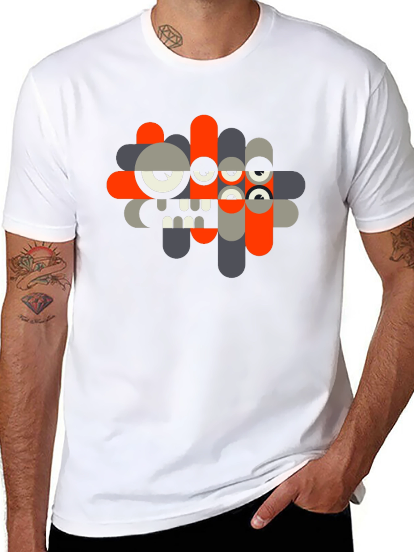 Abstract Monster Graphic Black T-Shirt