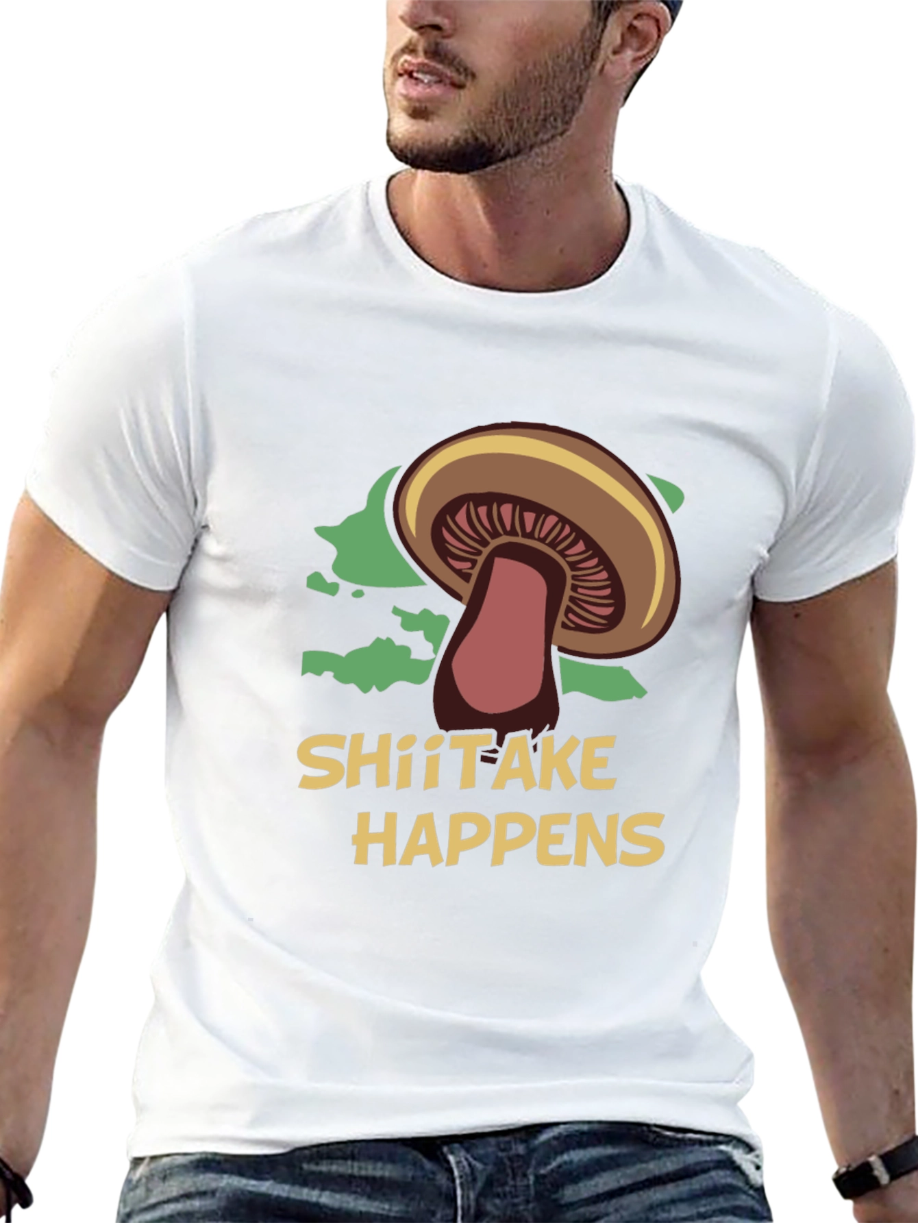 Shiitake Happens Funny Mushroom Graphic T-Shirt