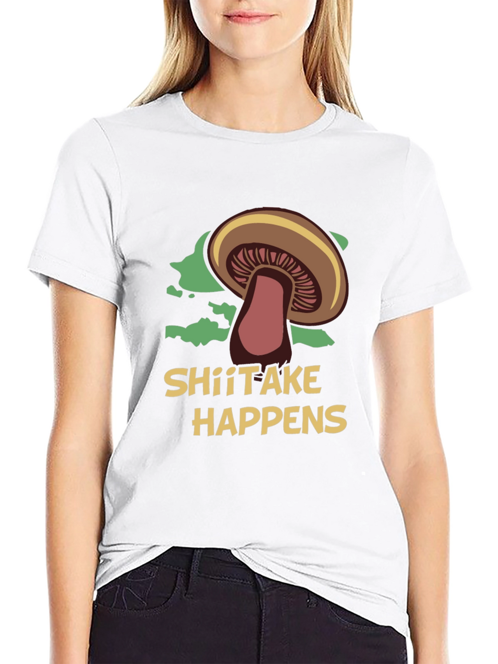 Shiitake Happens Funny Mushroom Graphic T-Shirt