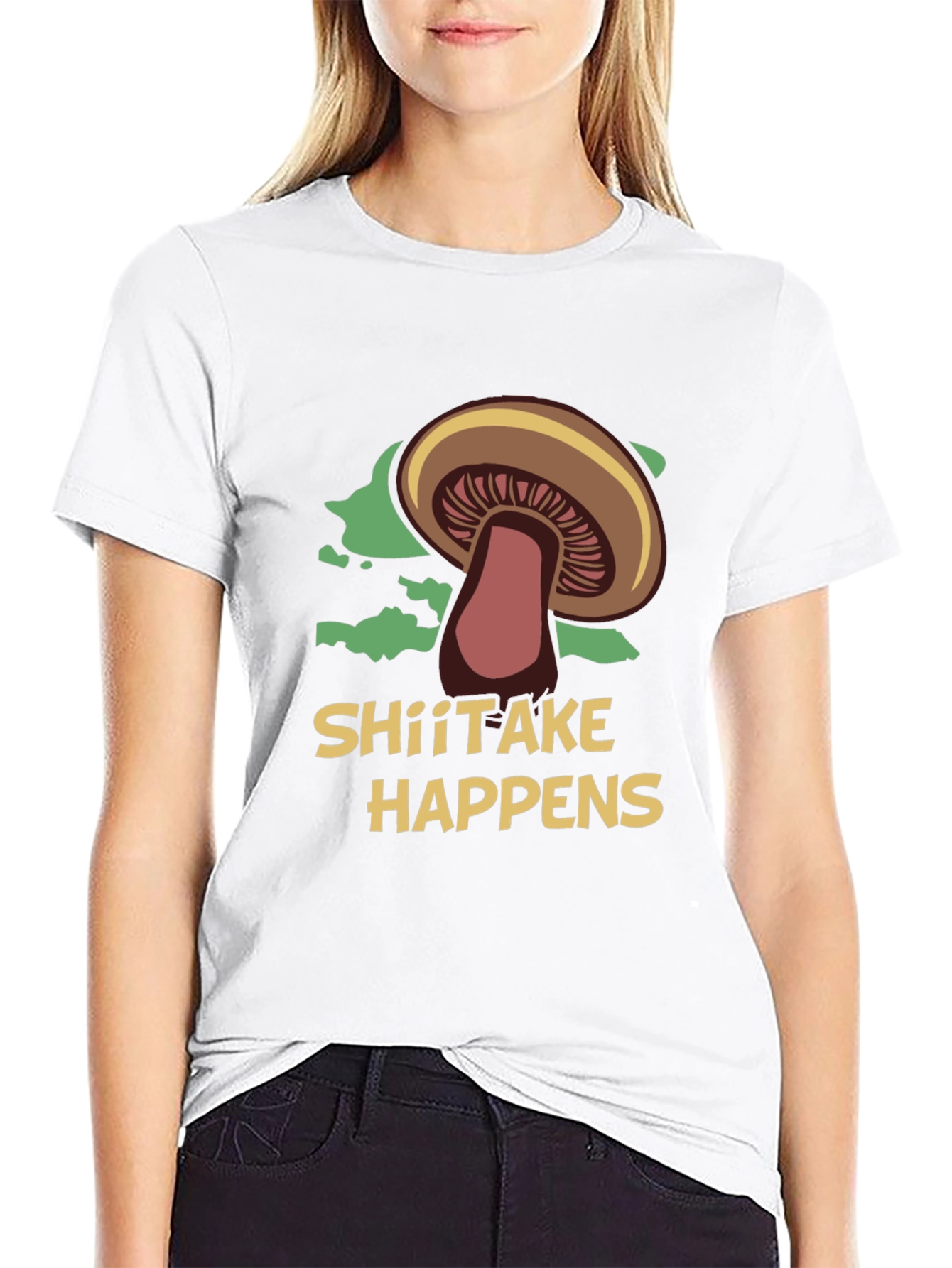 Shiitake Happens Funny Mushroom Graphic T-Shirt