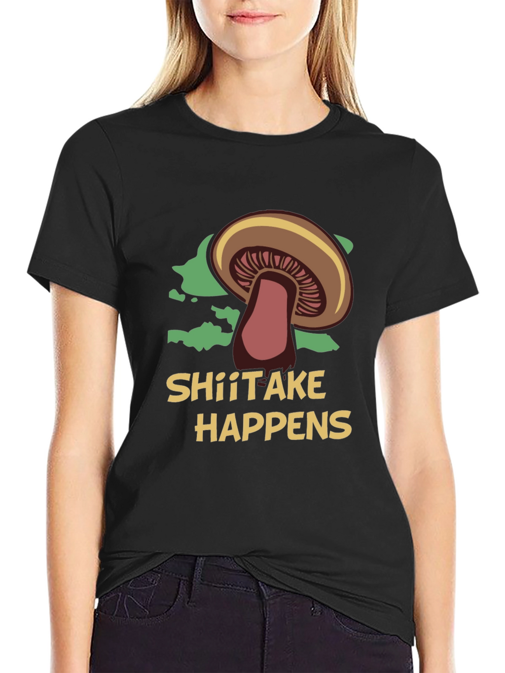 Shiitake Happens Funny Mushroom Graphic T-Shirt
