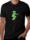 Alien Skateboard Graphic T-Shirt - Black
