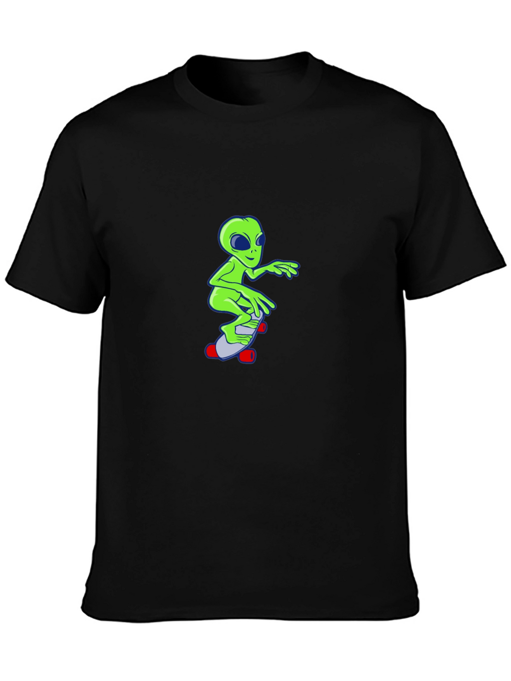 Alien Skateboard Graphic T-Shirt - Black