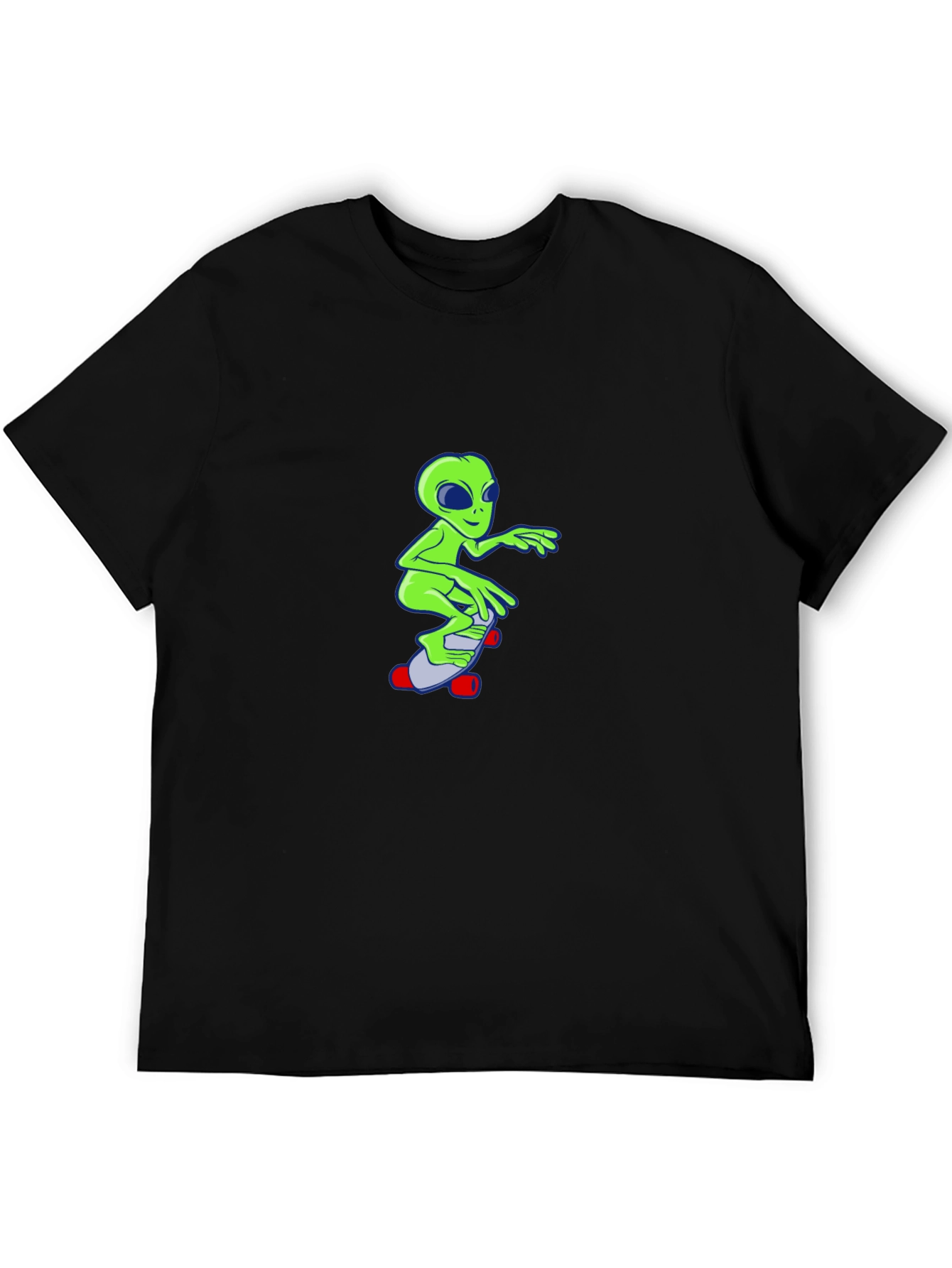 Alien Skateboard Graphic T-Shirt - Black