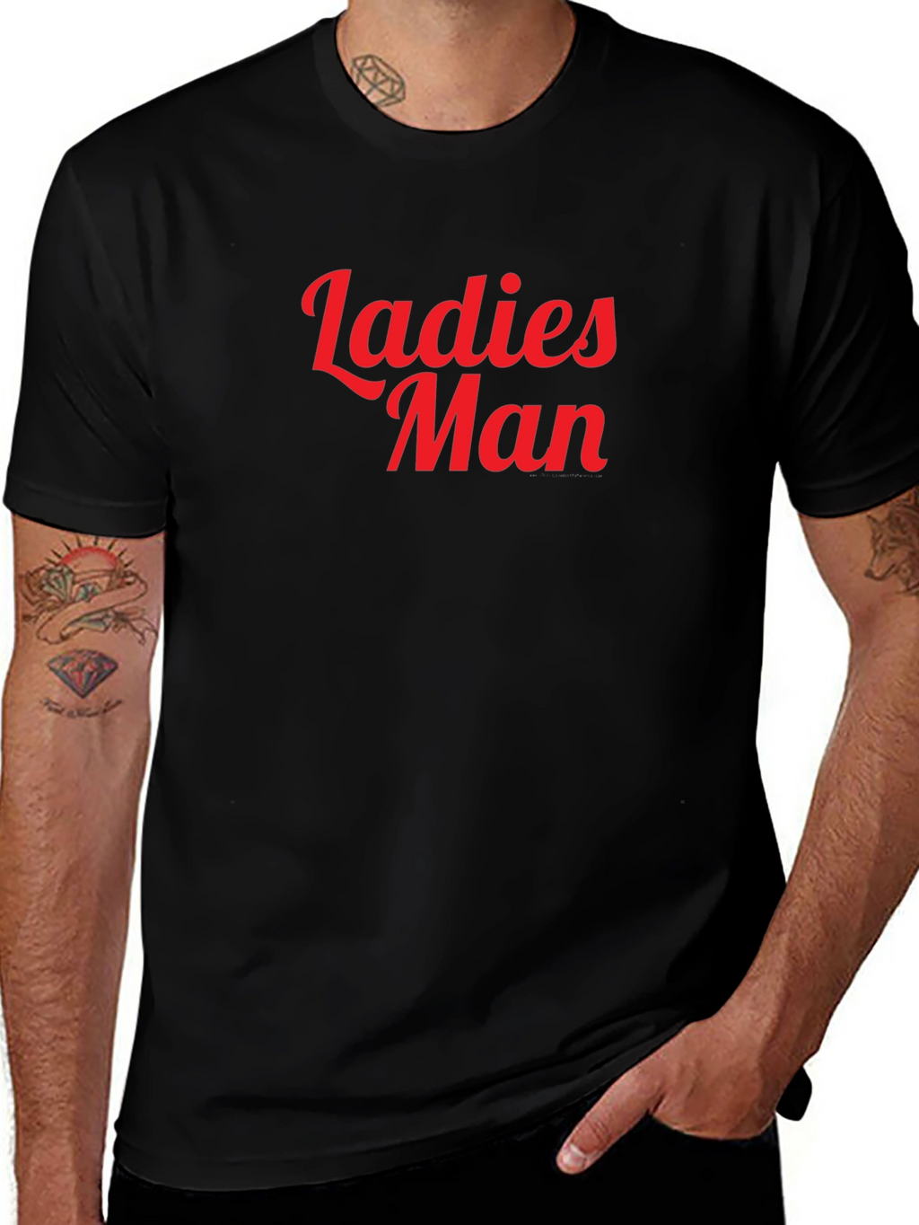 Ladies Man Graphic T-Shirt - Black