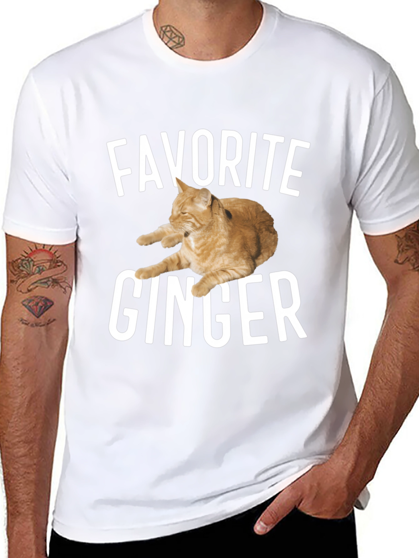 Favorite Ginger Cat Black T-Shirt