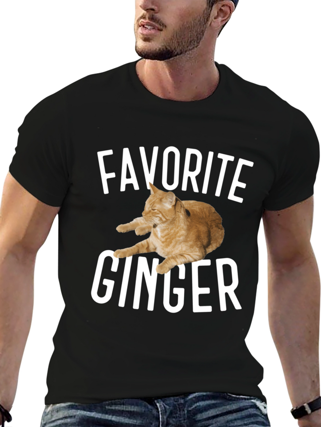 Favorite Ginger Cat Black T-Shirt