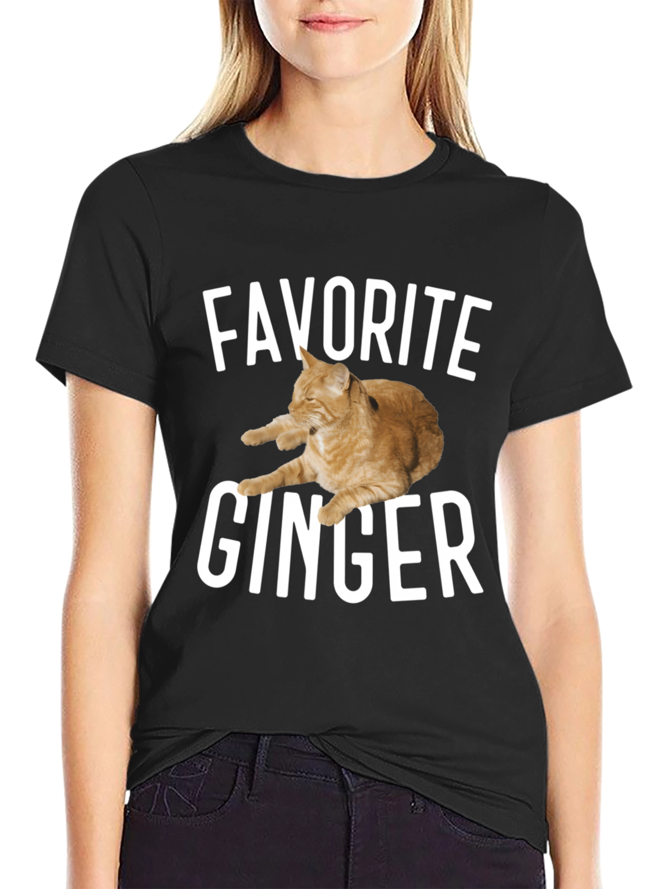 Favorite Ginger Cat Black T-Shirt