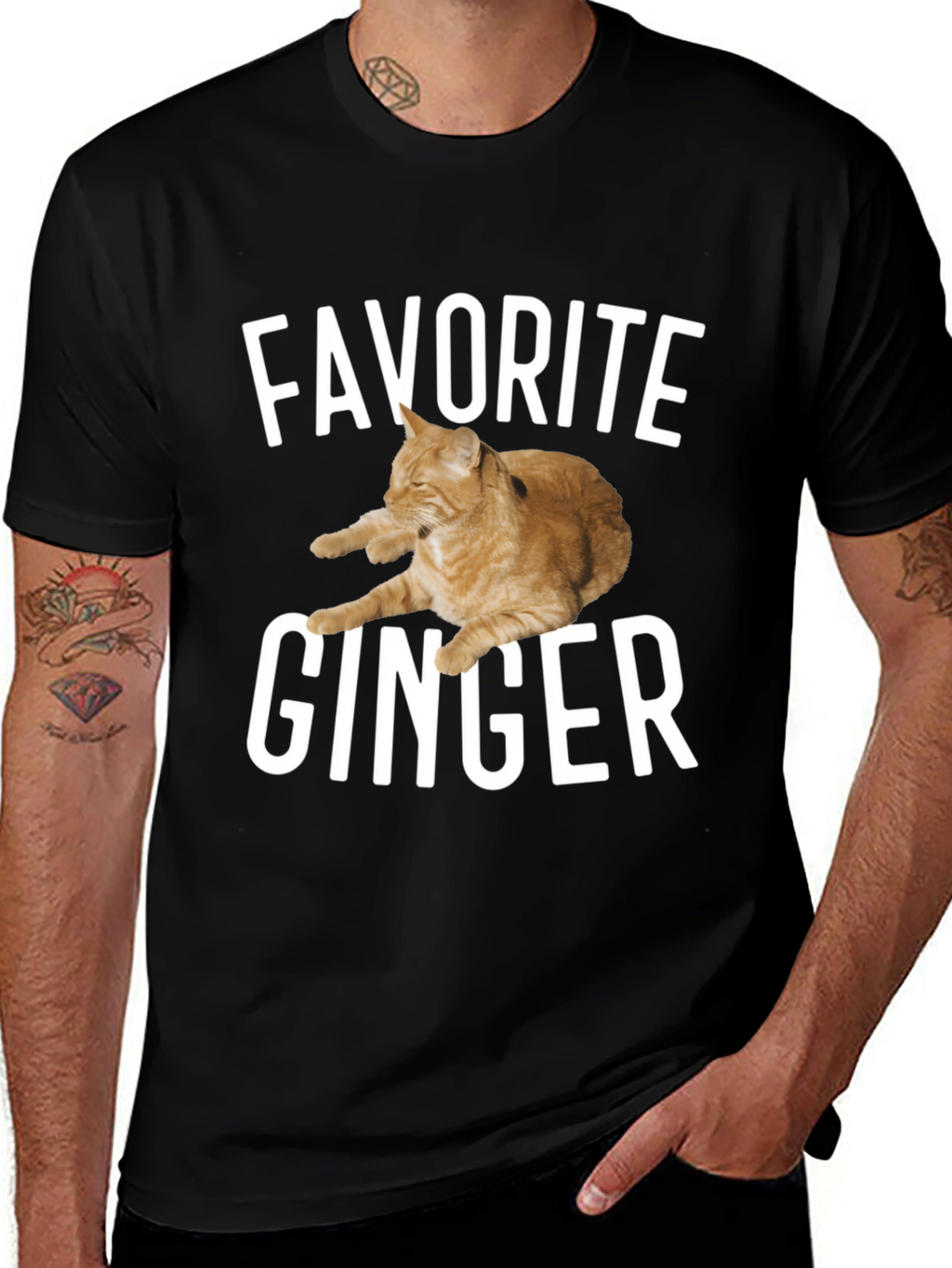Favorite Ginger Cat Black T-Shirt