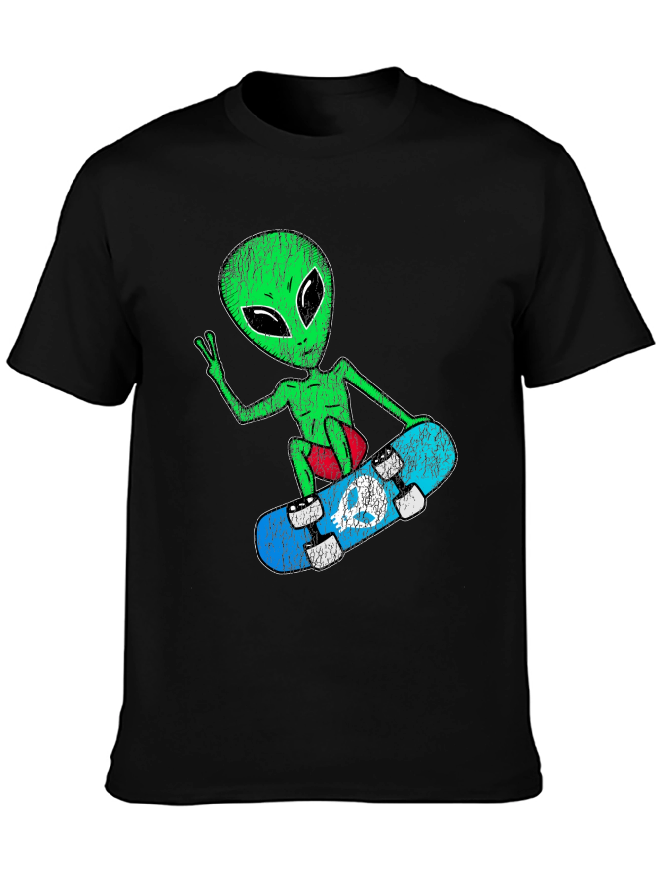 Skateboarding Alien Graphic Tee - Retro Style