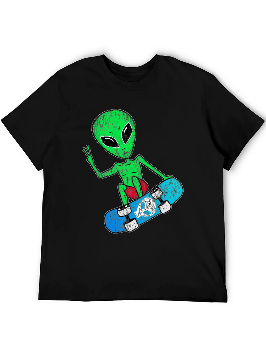 Skateboarding Alien Graphic Tee - Retro Style