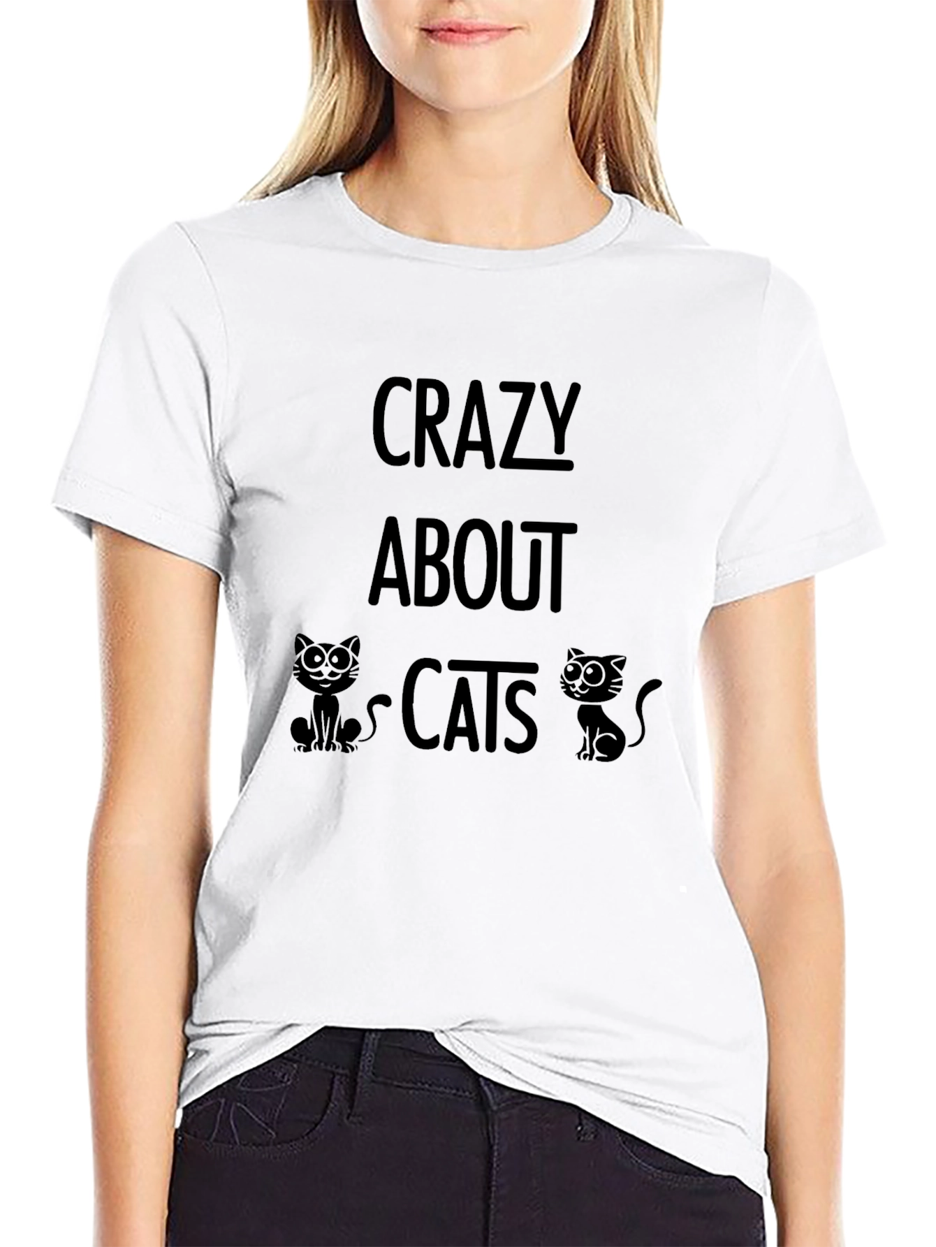 Crazy About Cats Black Graphic T-Shirt