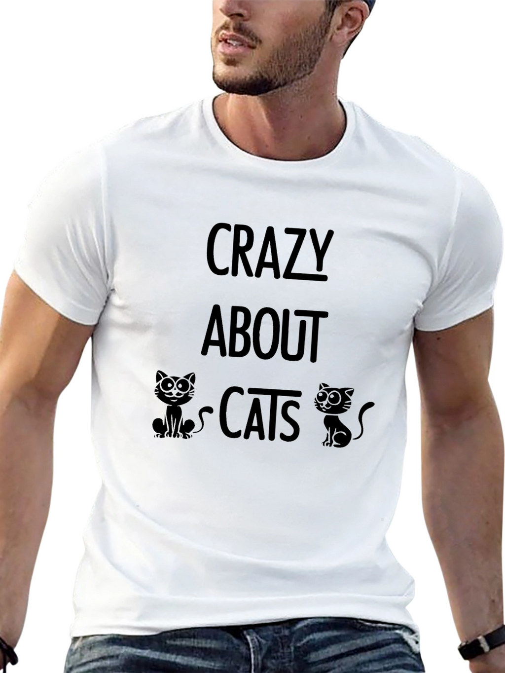 Crazy About Cats Black Graphic T-Shirt