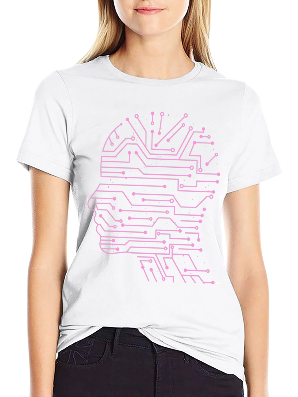 AI Mind Black T-Shirt - Circuit Brain Design