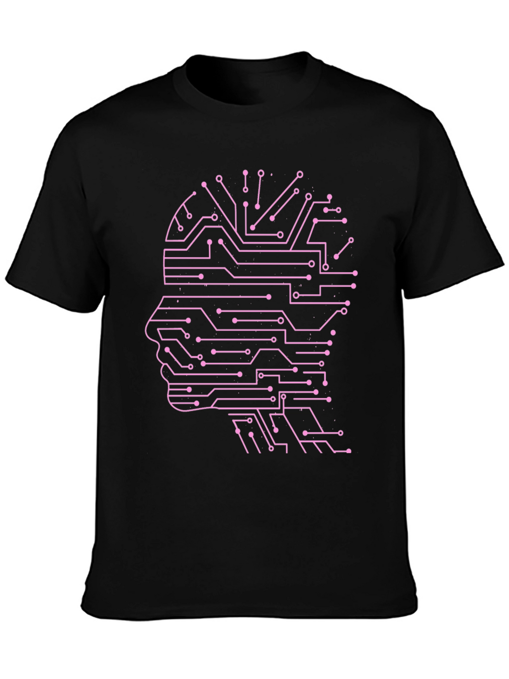 AI Mind Black T-Shirt - Circuit Brain Design