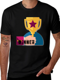 Winner Graphic Tee - Black Cotton T-Shirt