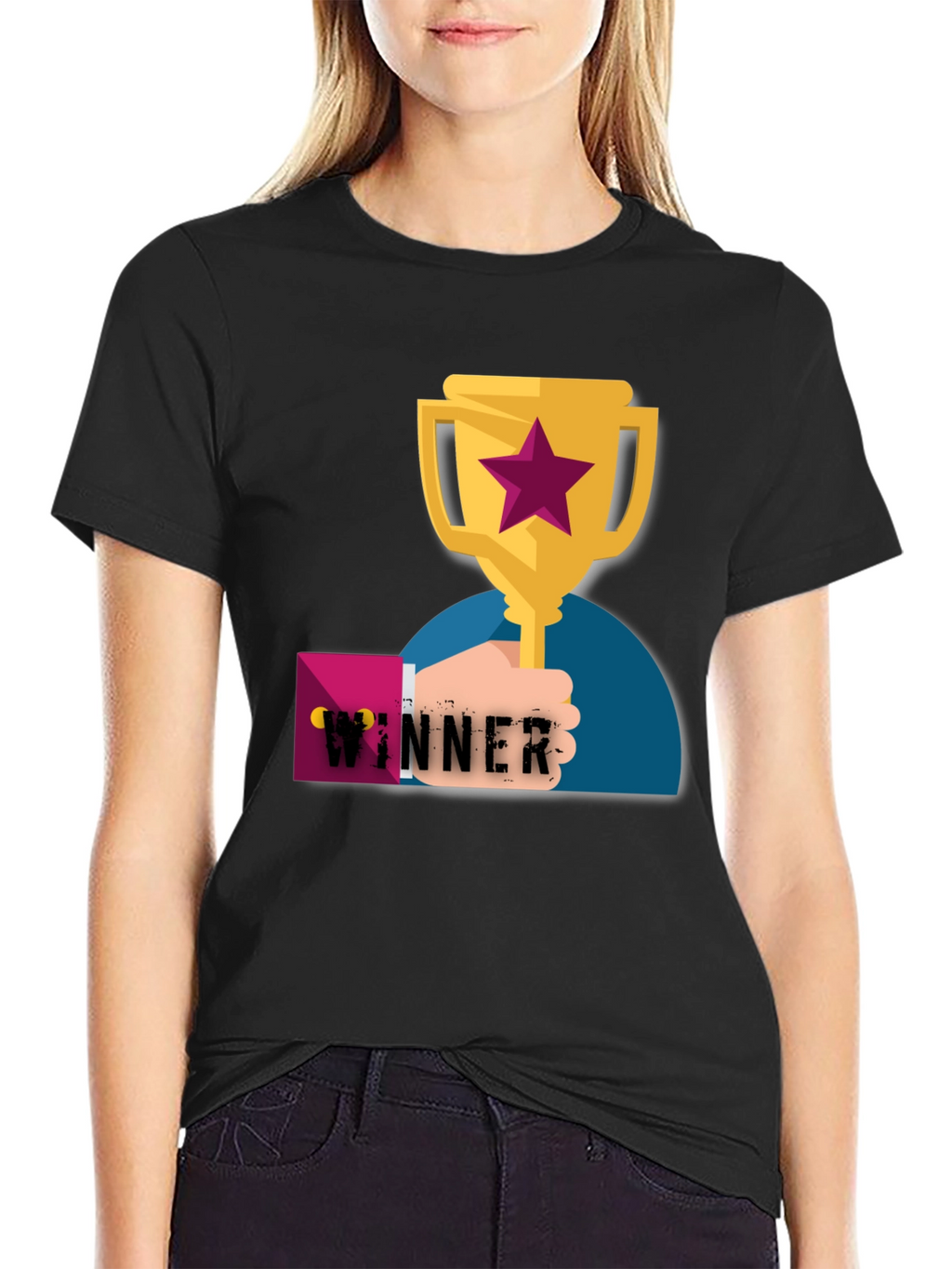 Winner Graphic Tee - Black Cotton T-Shirt