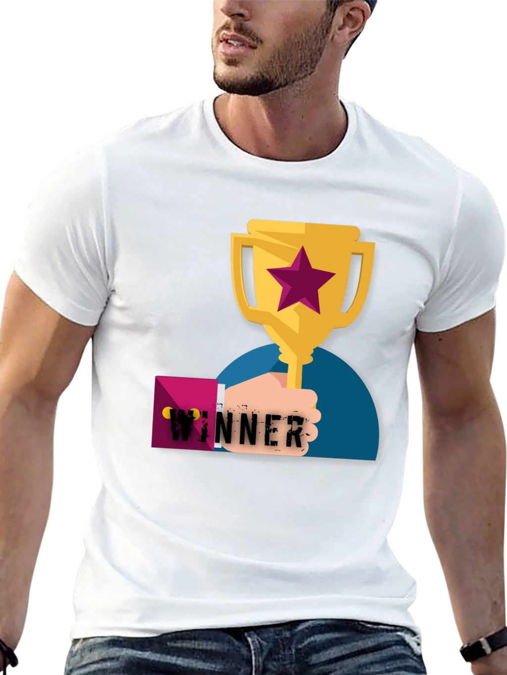 Winner Graphic Tee - Black Cotton T-Shirt