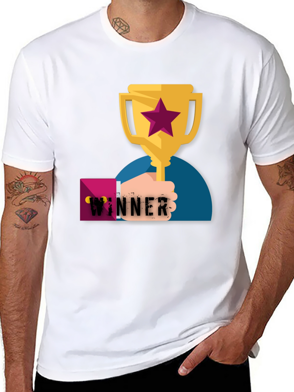Winner Graphic Tee - Black Cotton T-Shirt