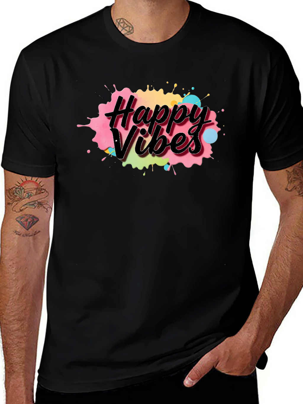 Happy Vibes Black T-Shirt