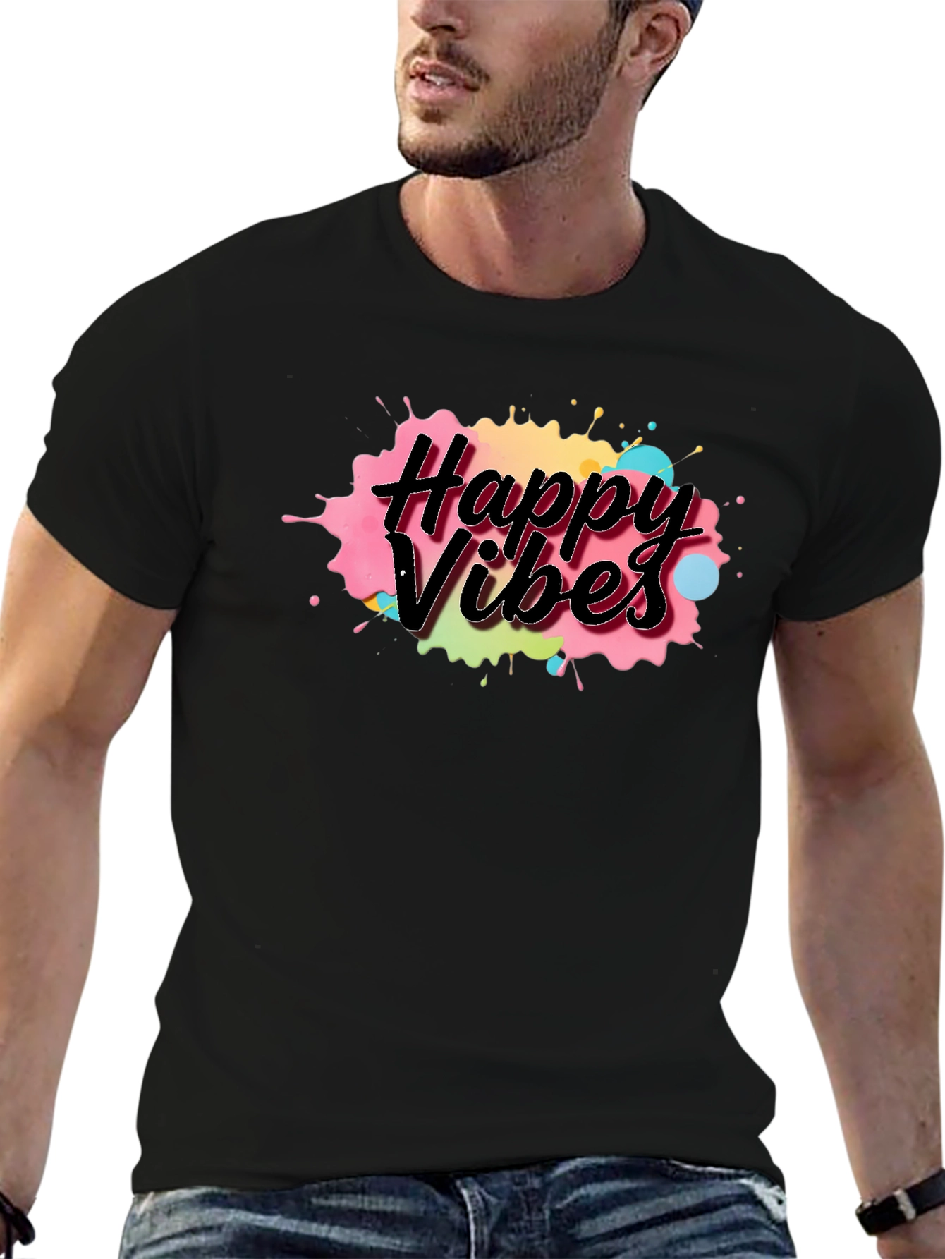 Happy Vibes Black T-Shirt