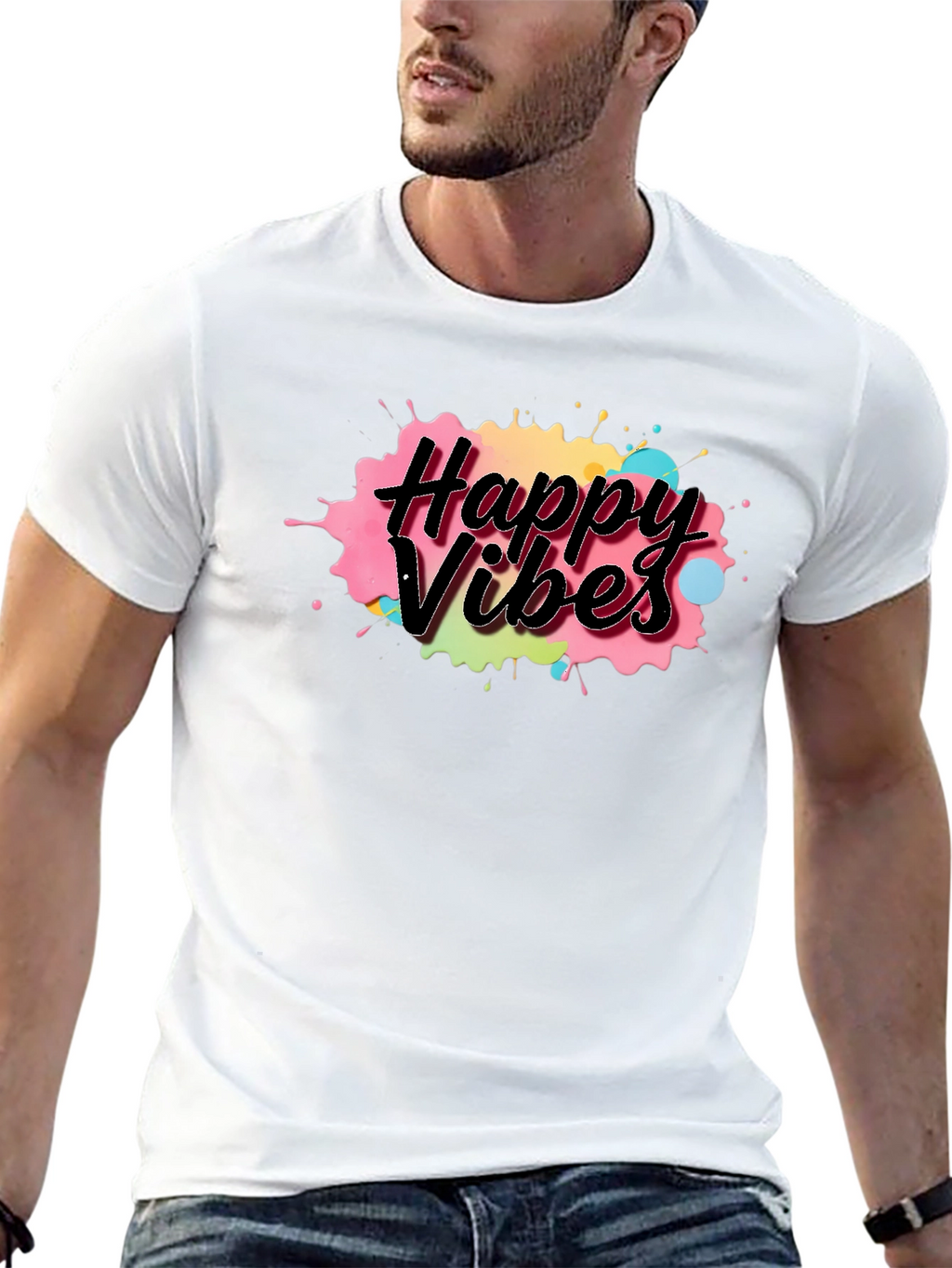 Happy Vibes Black T-Shirt