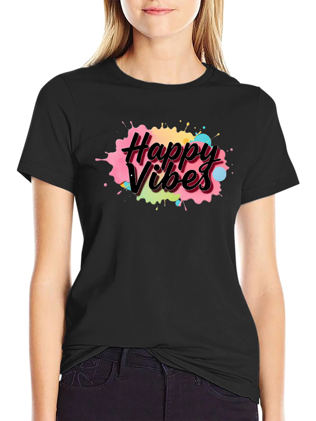 Happy Vibes Black T-Shirt