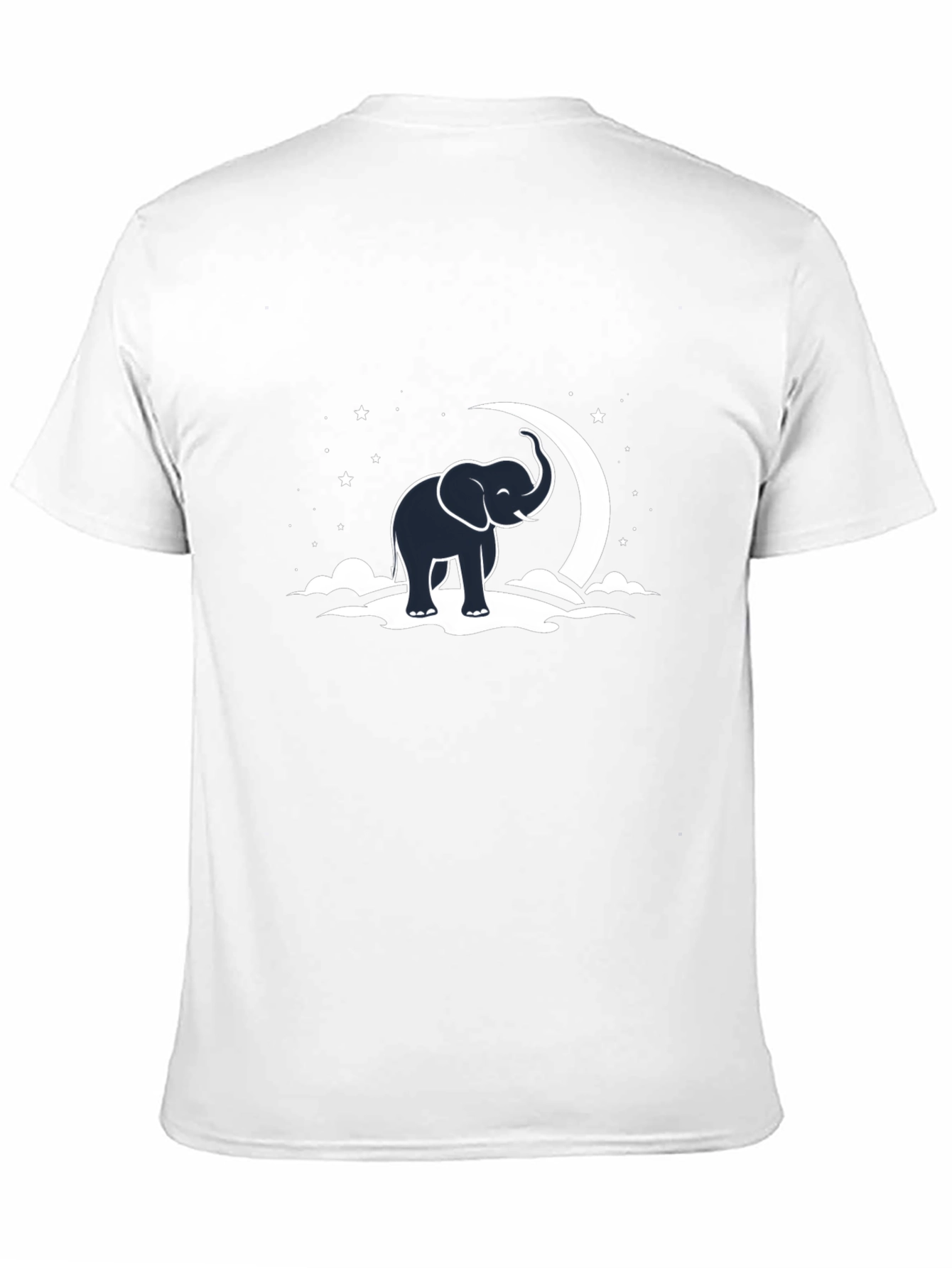 Elephant & Moon Graphic Tee - Black Cotton T-Shirt