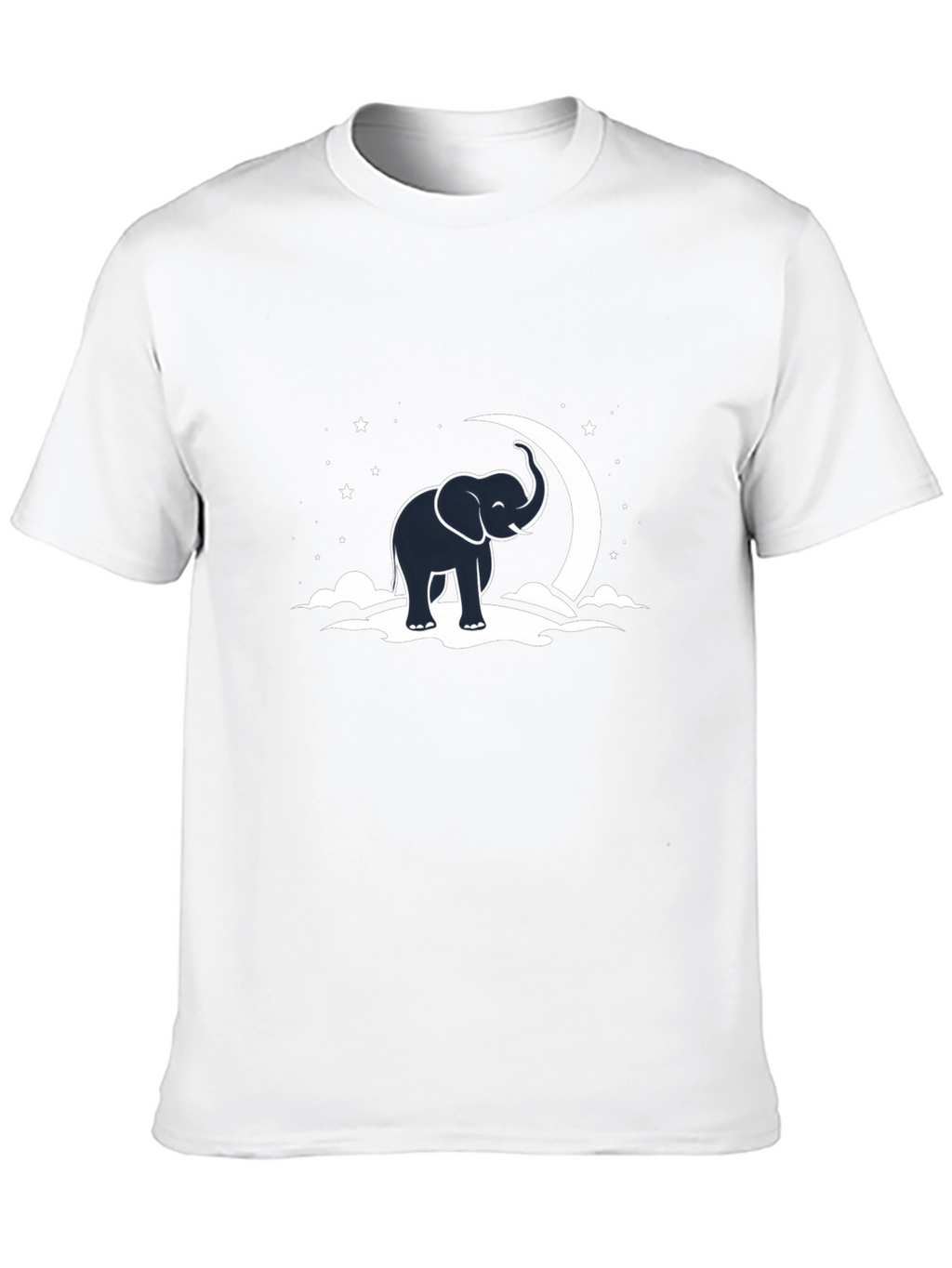 Elephant & Moon Graphic Tee - Black Cotton T-Shirt