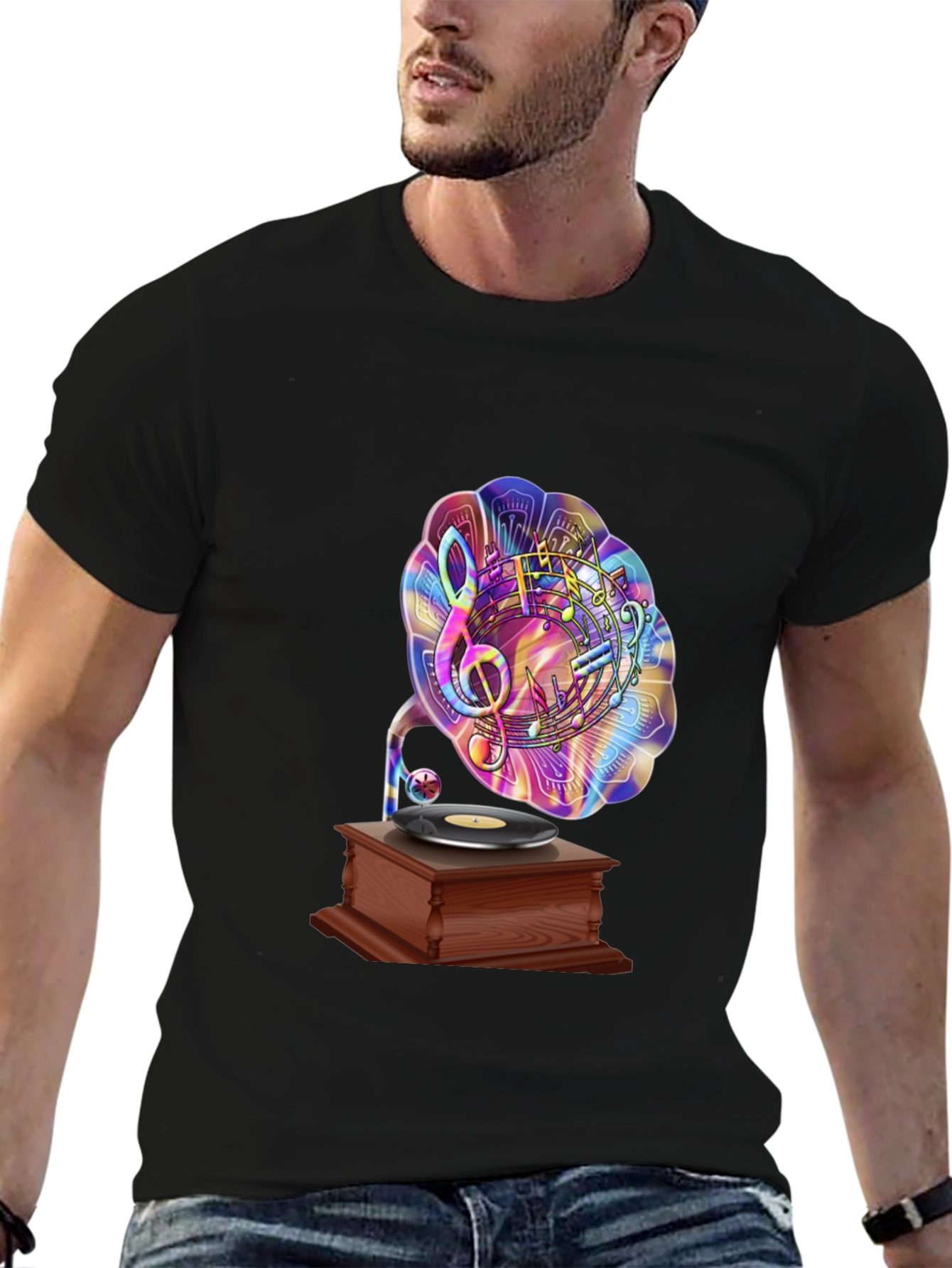 Music Lovers Gramophone Graphic Tee