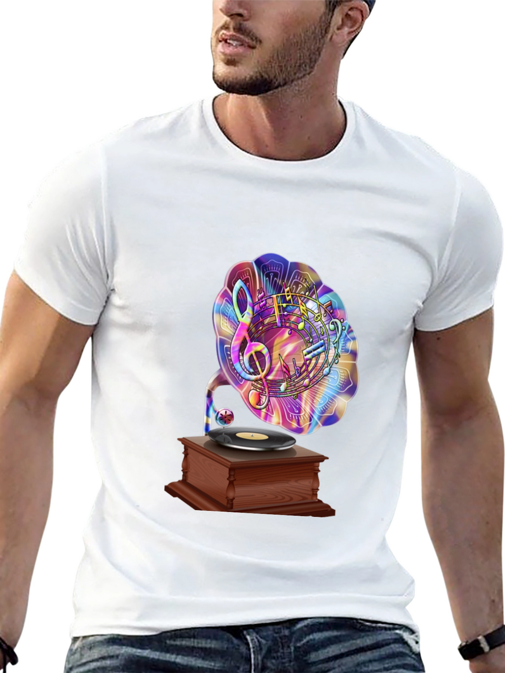 Music Lovers Gramophone Graphic Tee